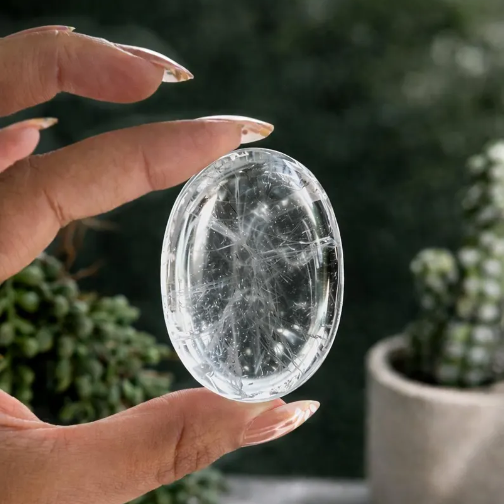 1 Clear Quartz Palm Stones - Image 1